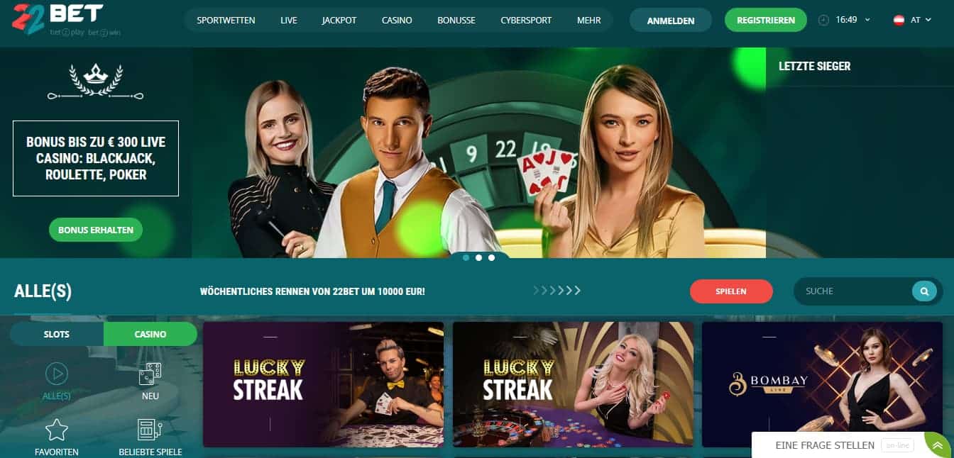 22Bet Online Casino ohne OASIS Paysafecard